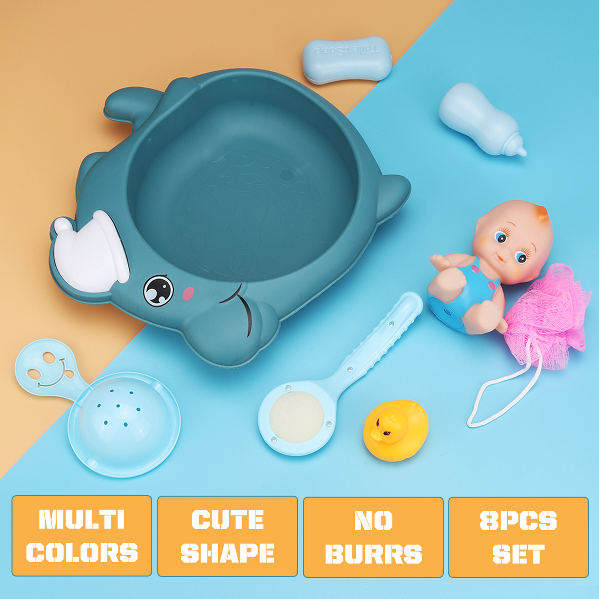 8-Pcs-Baby-Kids-Bath-Basin-Doll-Duck-Shower-Bathtub-Floating-Toys-1788620-3