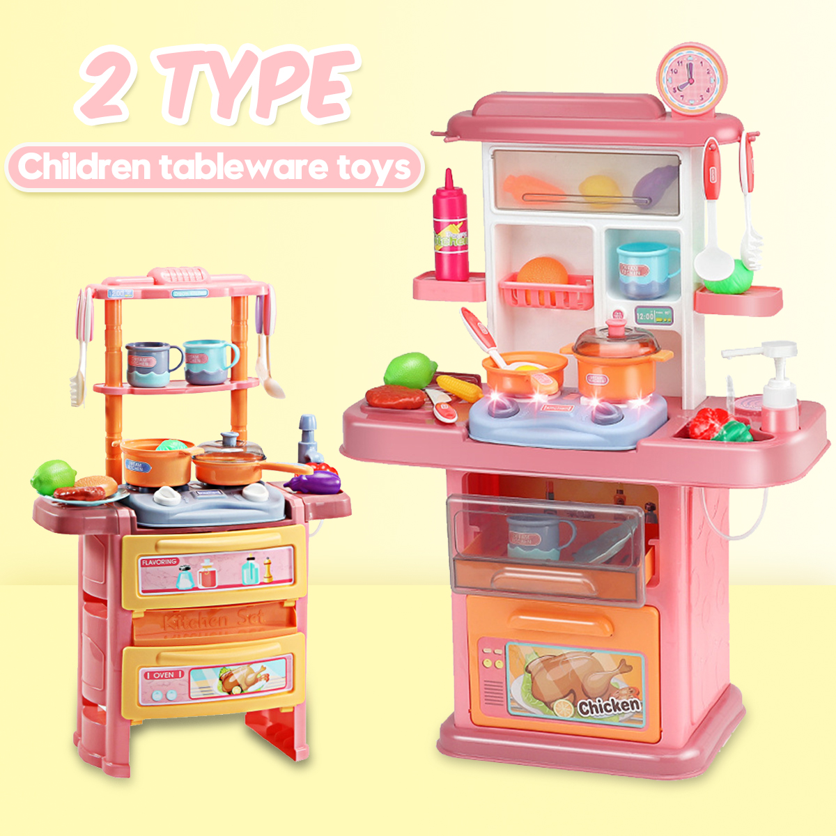 Dream-Kitchen-Role-Play-Cooking-Children-Tableware-Toys-Set-with-Sound-Light-Water-Outlet-Funtion-1678214-1
