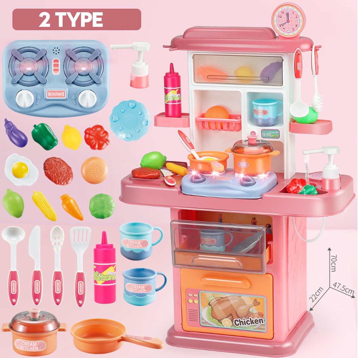 Dream-Kitchen-Role-Play-Cooking-Children-Tableware-Toys-Set-with-Sound-Light-Water-Outlet-Funtion-1678214-3