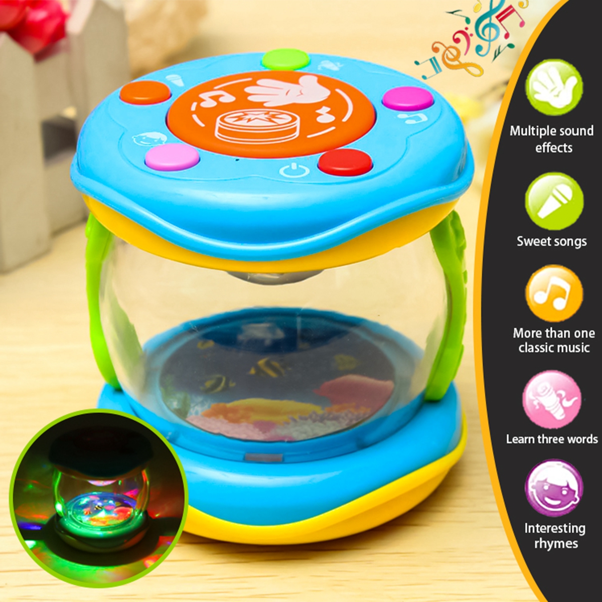 Musical-Instruments-Horn-Harp-Drum-LED-Light-Story-Telling-Percussion-Developmental-Toy-House-Play-1400817-8