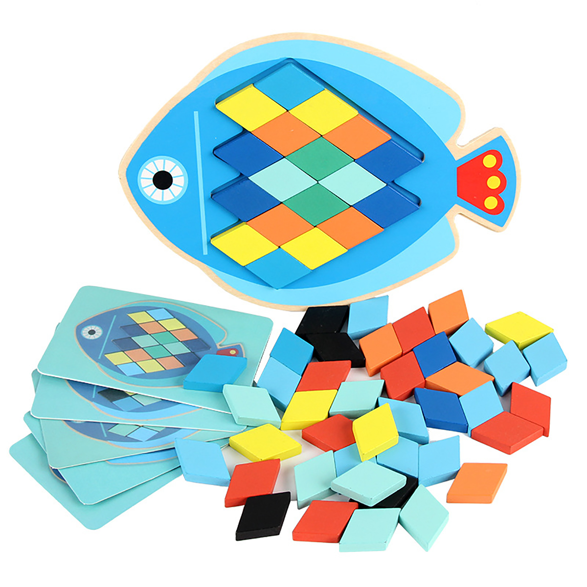 Wood-DIY-Assembly-Jigsaw-Puzzle-Toy-Colors-Shapes-Cartoon-Fish-Owl-Matching-Cards-Toy-for-Children-L-1682195-5