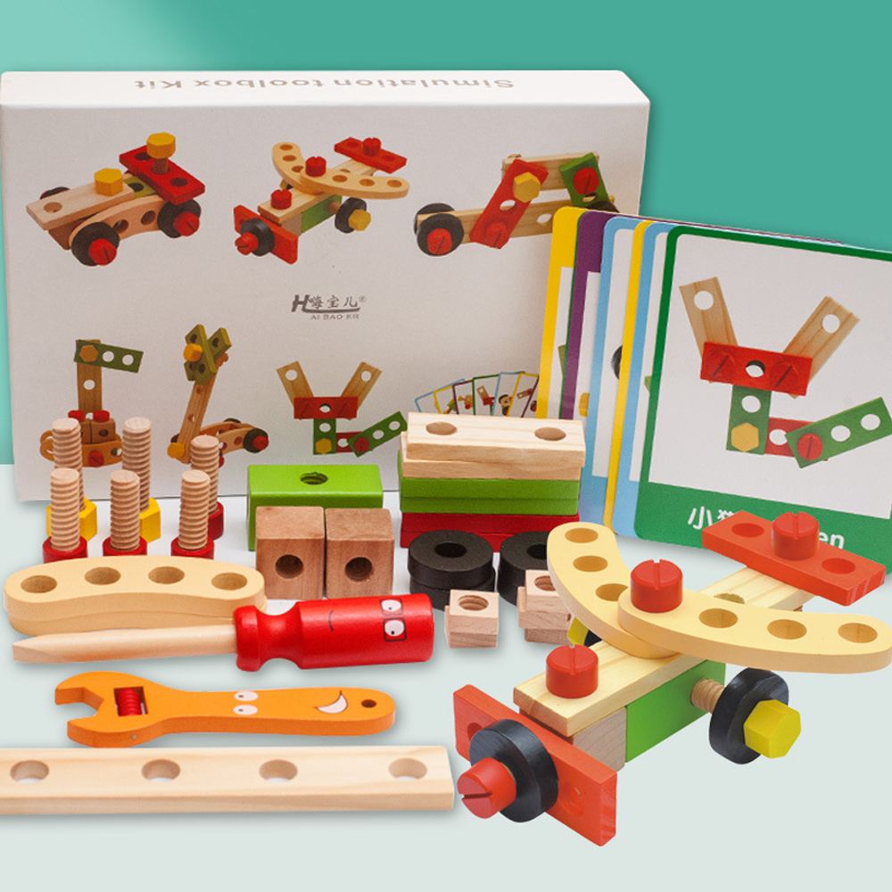 Wooden-Simulation-DIY-Multi-shaped-Nut-Combo-Set-Boy-Repair-Kit-Early-Childhood-Education-Puzzle-Toy-1804046-1