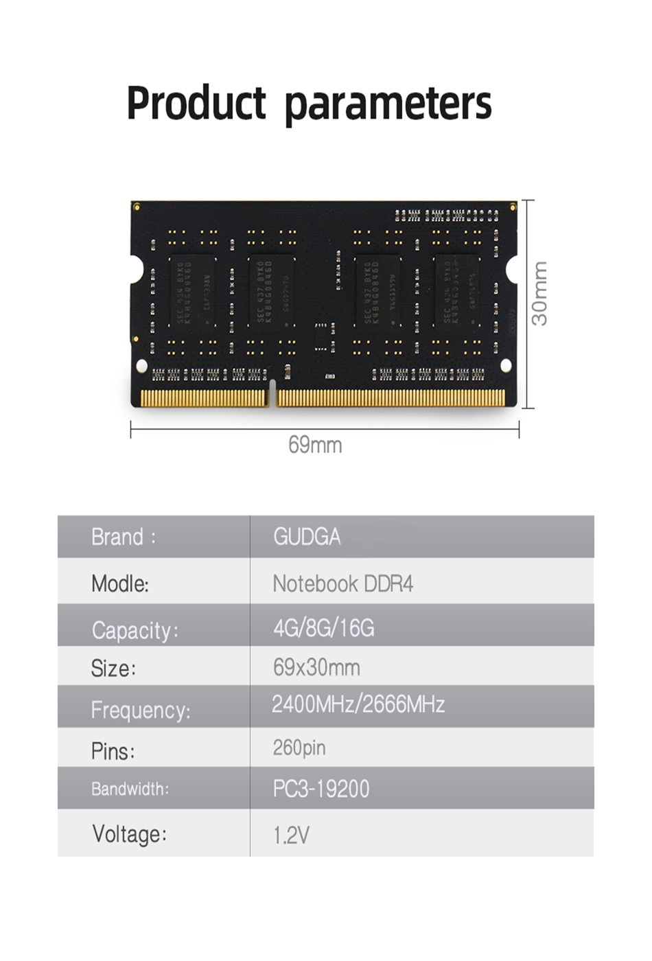 GUDGA-4GB8GB16GB-Memory-RAM-DDR4-2666MHz-for-Laptop-Notebook-12V-1779525-4