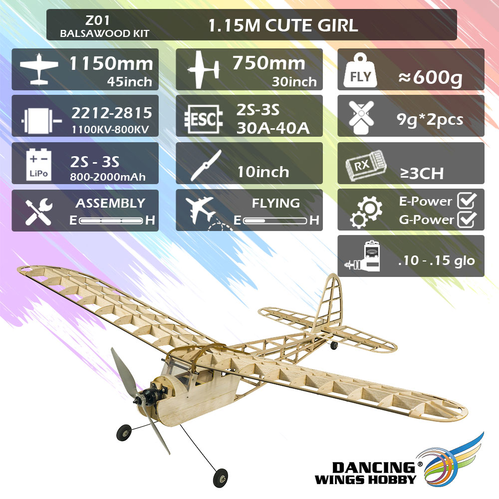 Dancing-Wings-Hobby-Cute-Girl-1150mm-Wingspan-Balsa-Wood-Laser-Cut-Old-Timer-Trainer-Slow-Flying-Gli-1851132-1