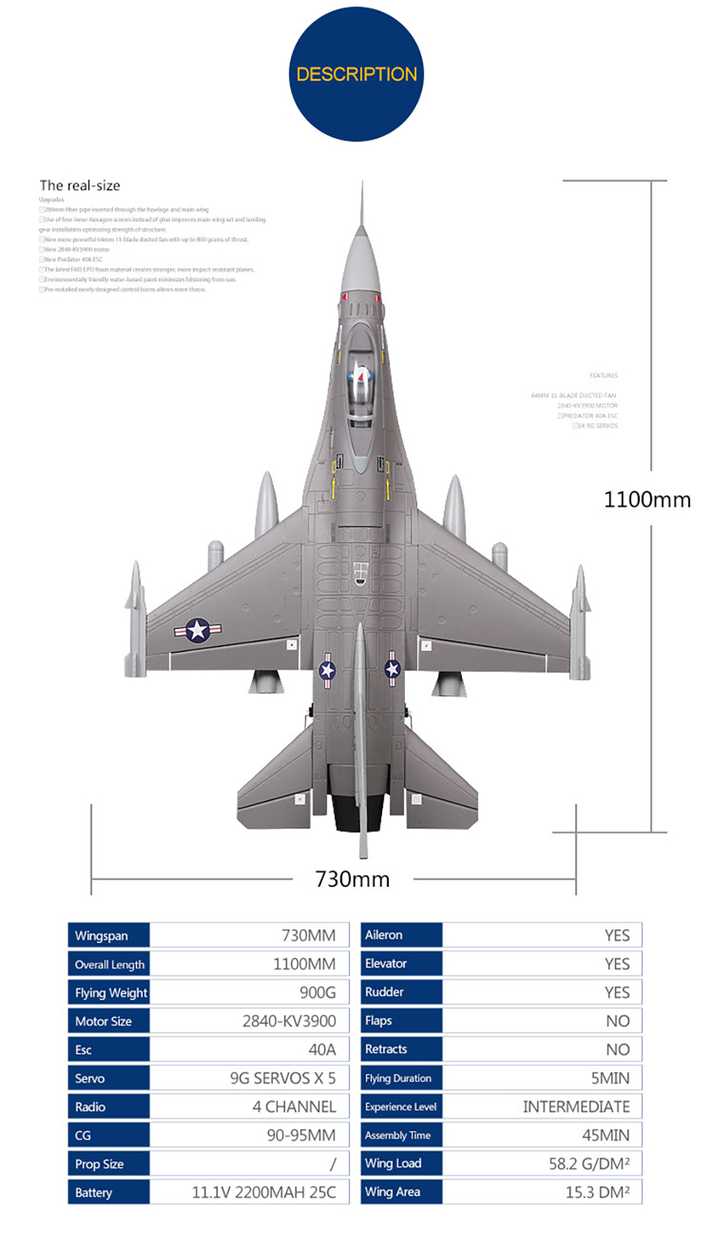 FMS-F-16-Fighting-Falcon-V2-760mm-Wingspan-64mm-11-Blade-Ducted-Fan-Aircrafts-EPO-RC-Airplane-PNP-1773419-2