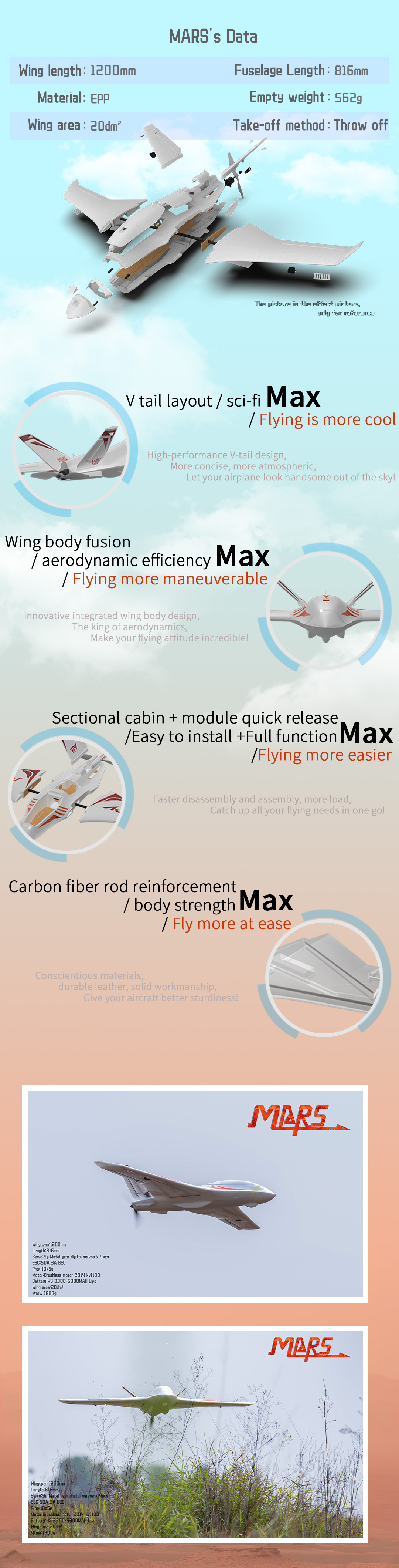 MARS-1200mm-Wingspan-EPP-Quick-released-V-Tail-FPV-Flying-Wing-RC-Airplane-KITPNP-1883831-1