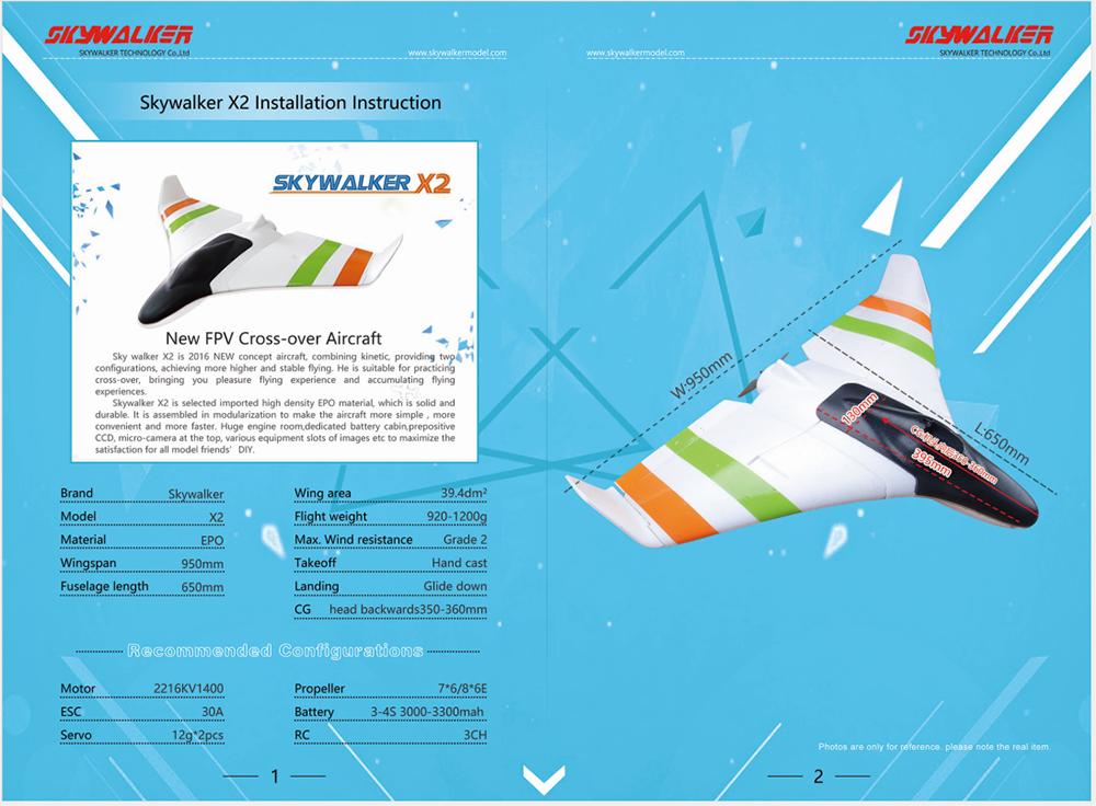 Skywalker-X2-950mm-Wingspan-Mini-FPV-Racer-Flying-Wing-EPO-RC-Airplane-KITPNP-1778708-13