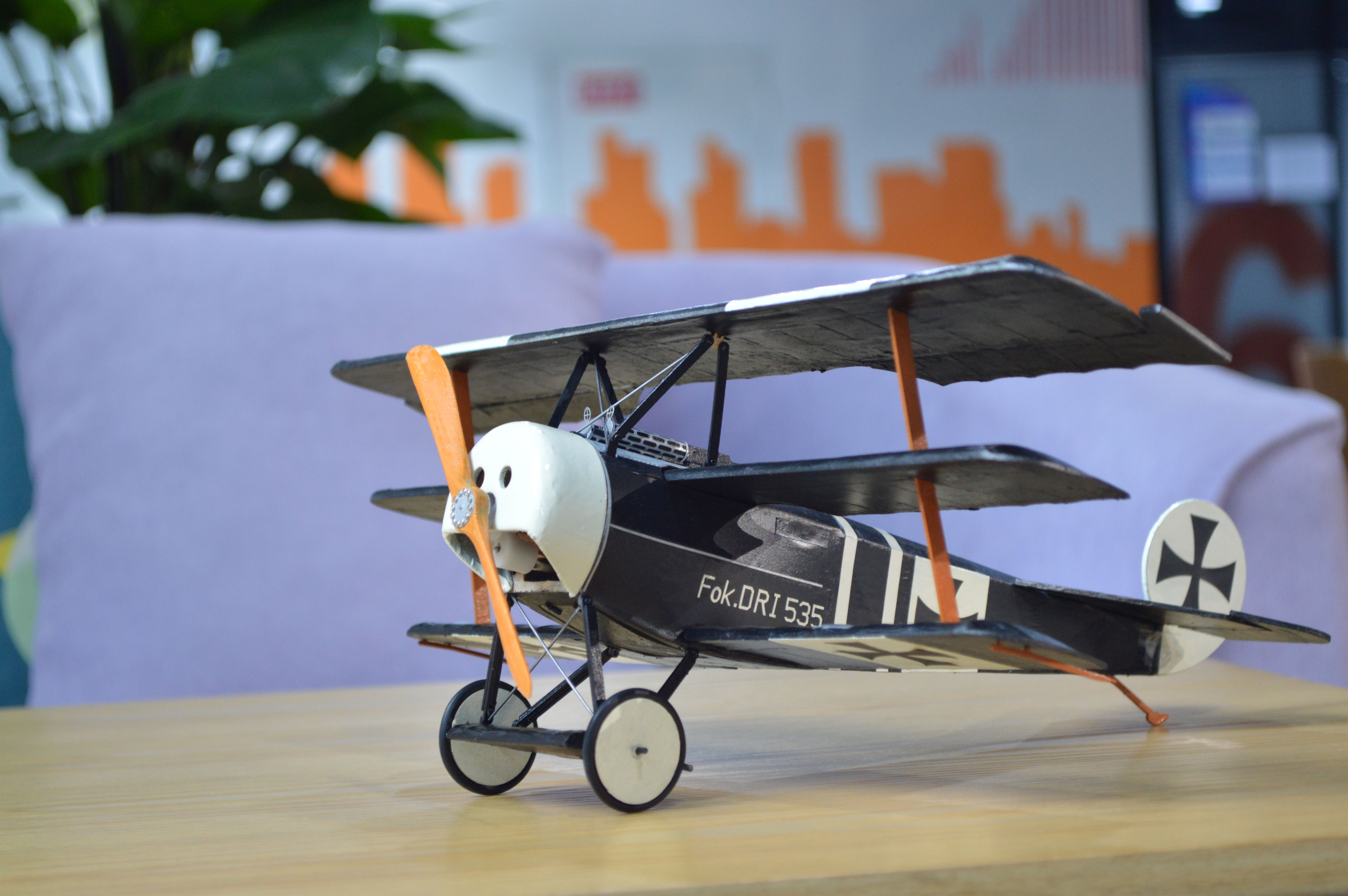 Tony-Rays-AeroModel-Fokker-Dr1-358mm-Wingspan-Balsa-Wood-Laser-Cut-Triplane-RC-Airplane-Warbird-KIT-1798764-5