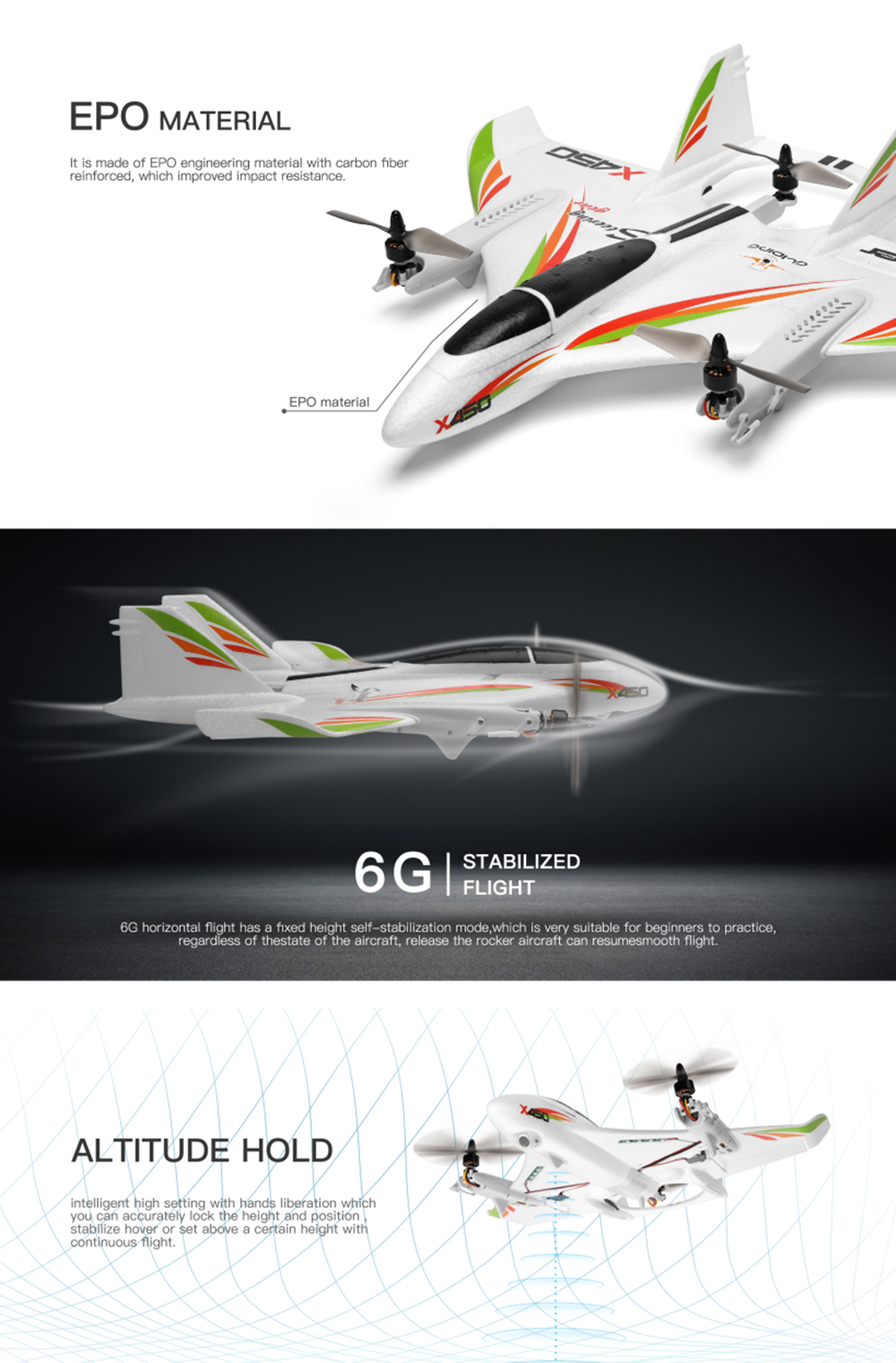 XK-X450-VTOL-24G-6CH-EPO-450mm-Wingspan-3D6G-Mode-Switchable-Aerobatics-RC-Airplane-RTF-1533418-2