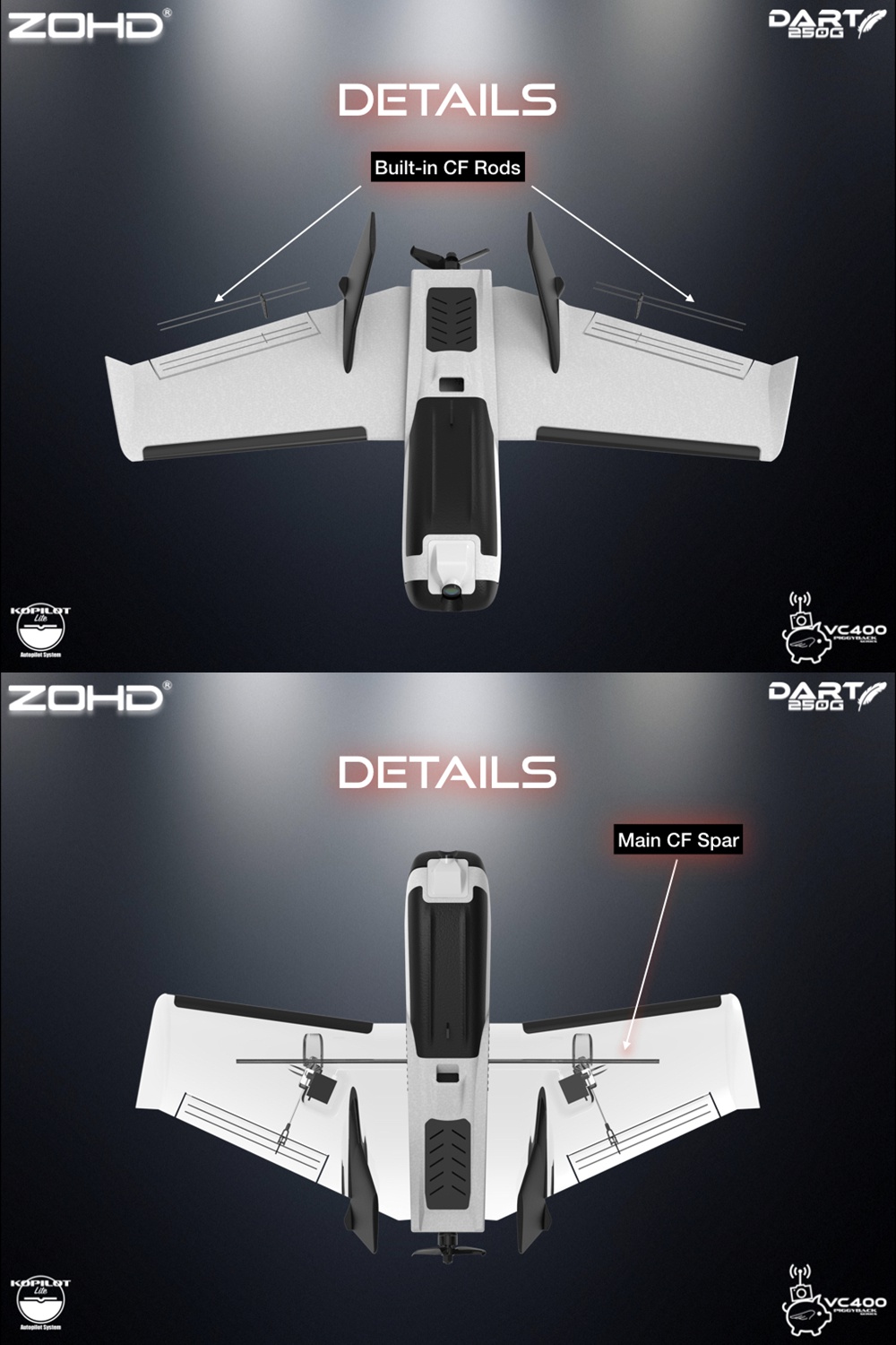 ZOHD-Dart250G-570mm-Wingspan-Sub-250-grams-Sweep-Forward-Wing-AIO-EPP-FPV-RC-Airplane-PNPFPV-Ready-V-1577924-4