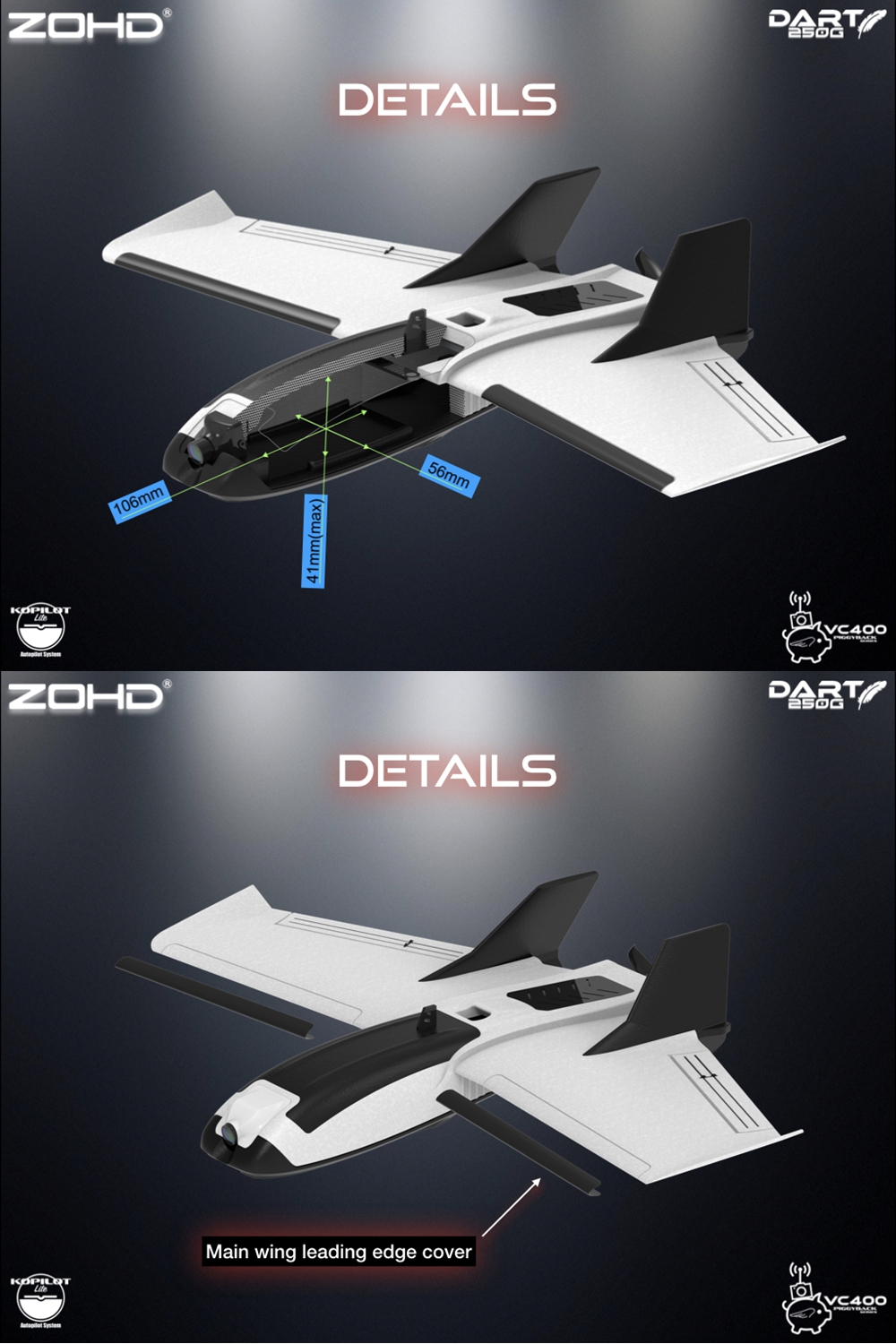 ZOHD-Dart250G-570mm-Wingspan-Sub-250-grams-Sweep-Forward-Wing-AIO-EPP-FPV-RC-Airplane-PNPFPV-Ready-V-1577924-5