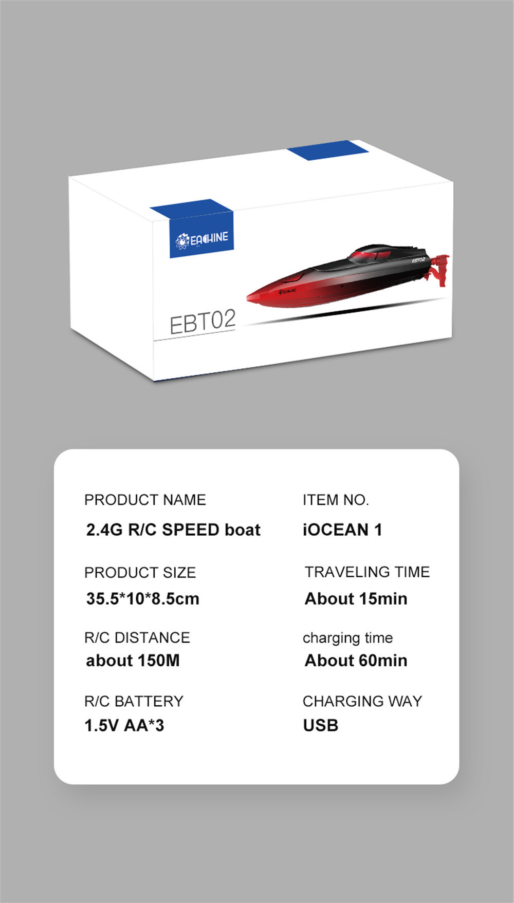 Eachine-EBT02-RTR-RC-Boat-Pools-Lakes-15mph-Speed-4CH-24G-Turnover-Reset-Function-for-Adults-Kids-To-1733370
