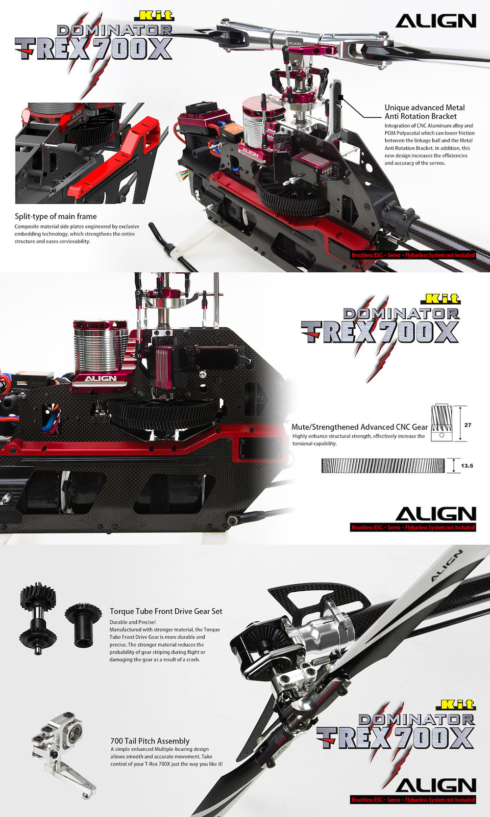 ALIGN-T-REX-700X-6CH-3D-Flying-RC-Helicopter-Super-Combo-With-Brushless-490KV-Motor-Servo-ESC-Flybar-1641660-4