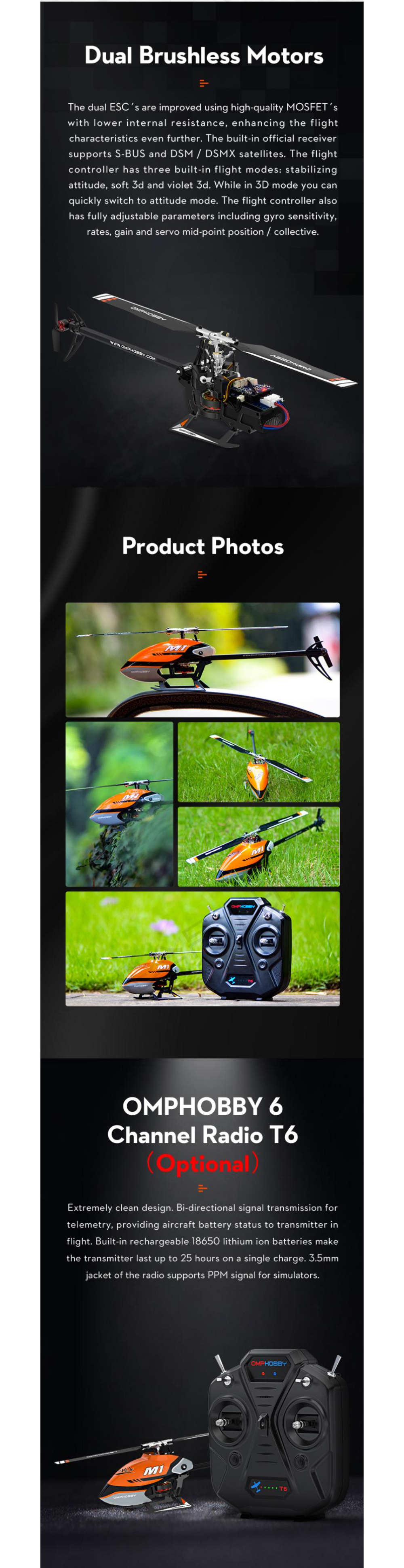 OMPHOBBY-M1-290mm-6CH-3D-Flybarless-Dual-Brushless-Direct-Drive-Motor-RC-Helicopter-BNF-with-Adjusta-1789668-4