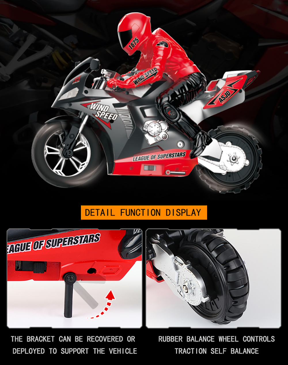 HC-801-24G-35CM-RC-Motorcycle-Stunt-Car-Vehicle-Models-RTR-High-Speed-20kmh-210min-Use-Time-1676132