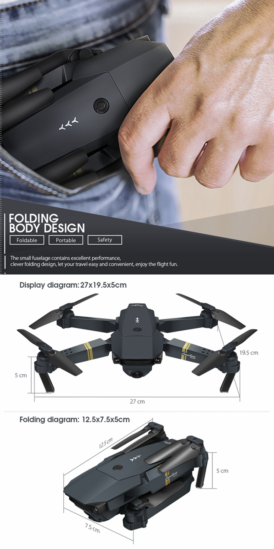 Eachine-E58-WIFI-FPV-With-720P1080P-HD-Wide-Angle-Camera-High-Hold-Mode-Foldable-RC-Drone-Quadcopter-1212232-2