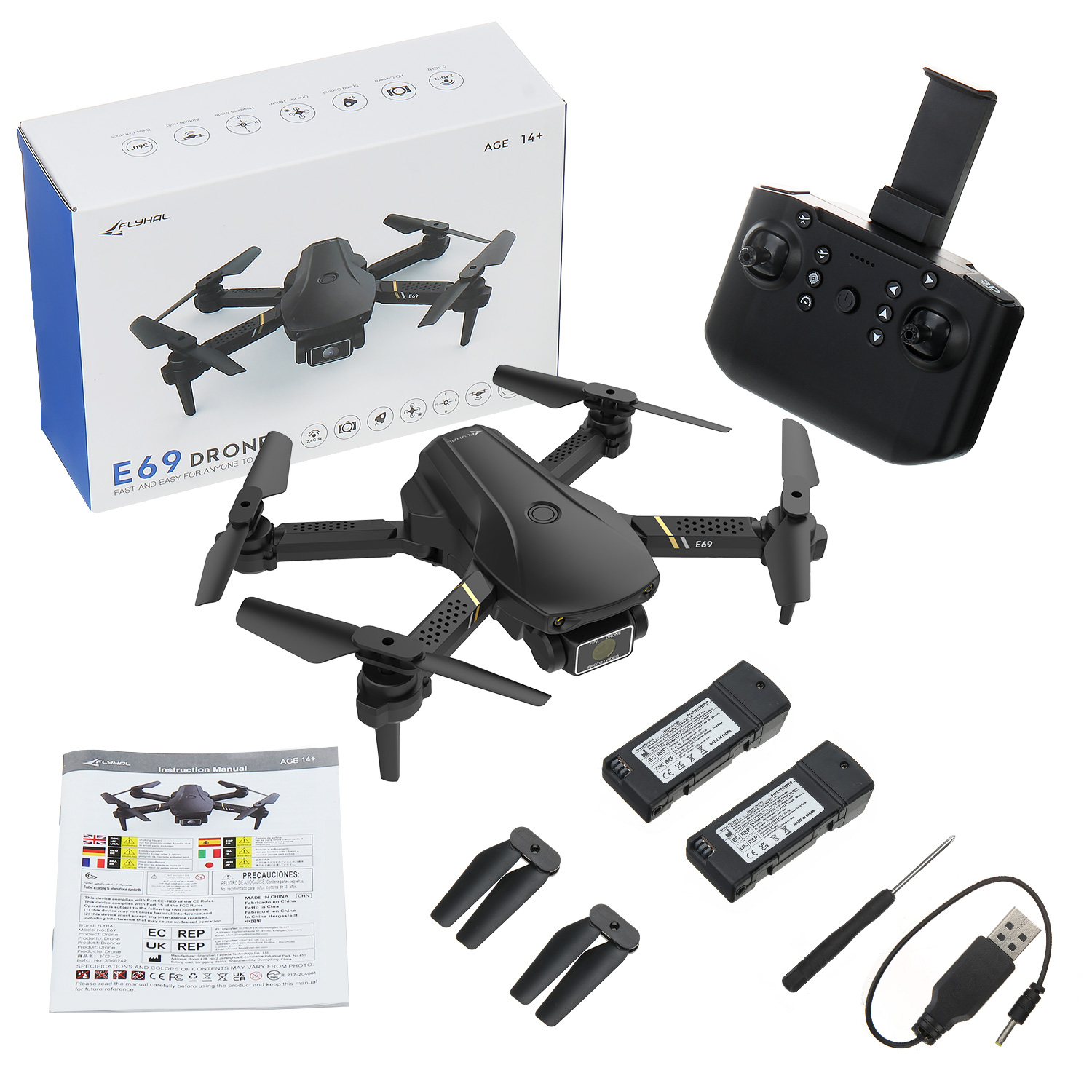 FLYHAL-E69-WIFI-FPV-With-1080P-HD-Wide-Angle-Camera-High-Hold-Mode-Foldable-RC-Drone-Quadcopter-RTF-1873920-9