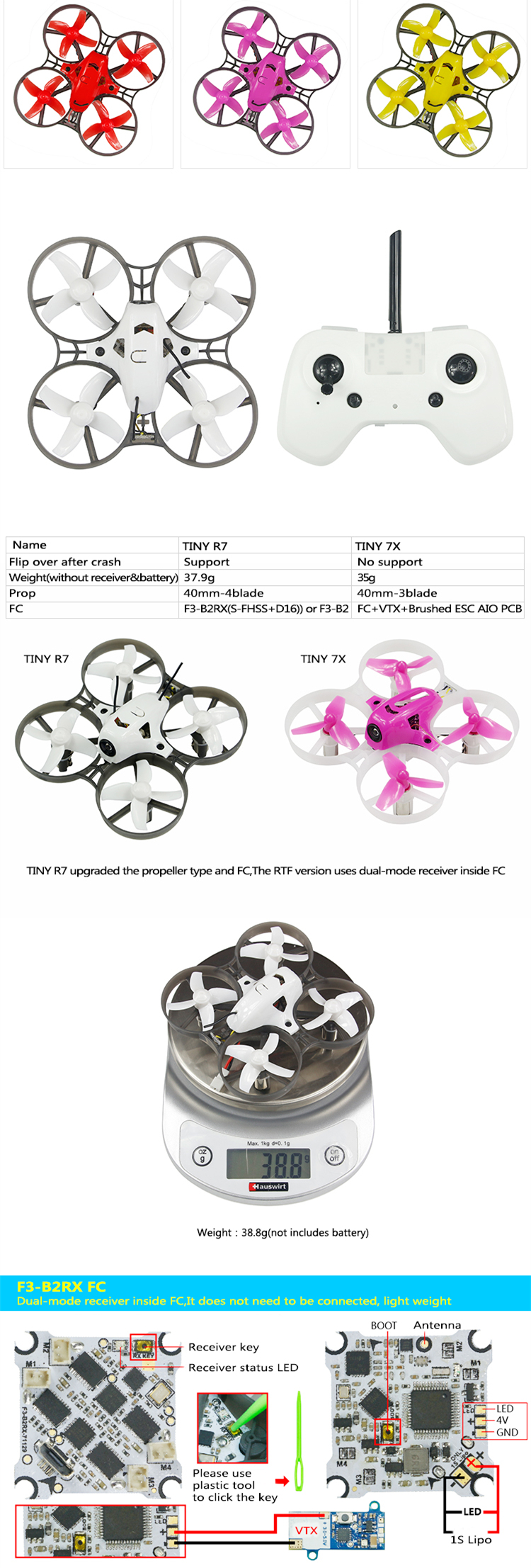 KINGKONGLDARC-TINY-R7-75mm-RC-Quadcopter-With-820-Motor-58G-800TVL-Camera-F3-Betaflight-Flip-Over-1286512-3