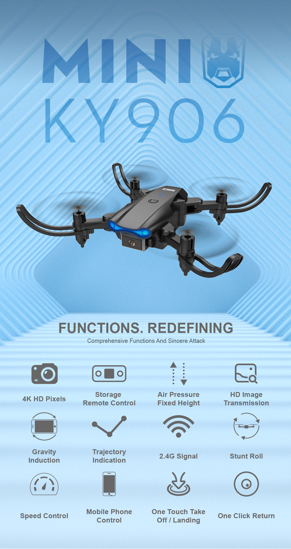 KY906-Mini-Drone-WiFi-FPV-with-4K-Camera-360deg-Rolling-Altitude-Hold-Foldable-RC-Quadcopter-RTF-1904399-1