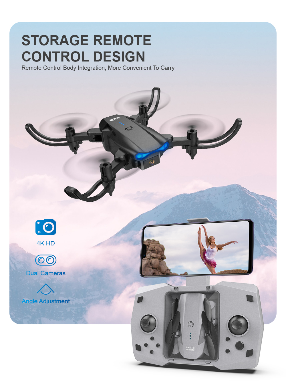 KY906-Mini-Drone-WiFi-FPV-with-4K-Camera-360deg-Rolling-Altitude-Hold-Foldable-RC-Quadcopter-RTF-1904399-2