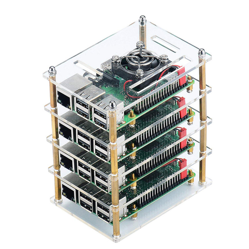 1-10-Layers-Transparent-Acrylic-Case-Box--Cooling-Fan-with-Metal-Cover-for-Raspberry-Pi-4-3-Model-B3-1933023-2