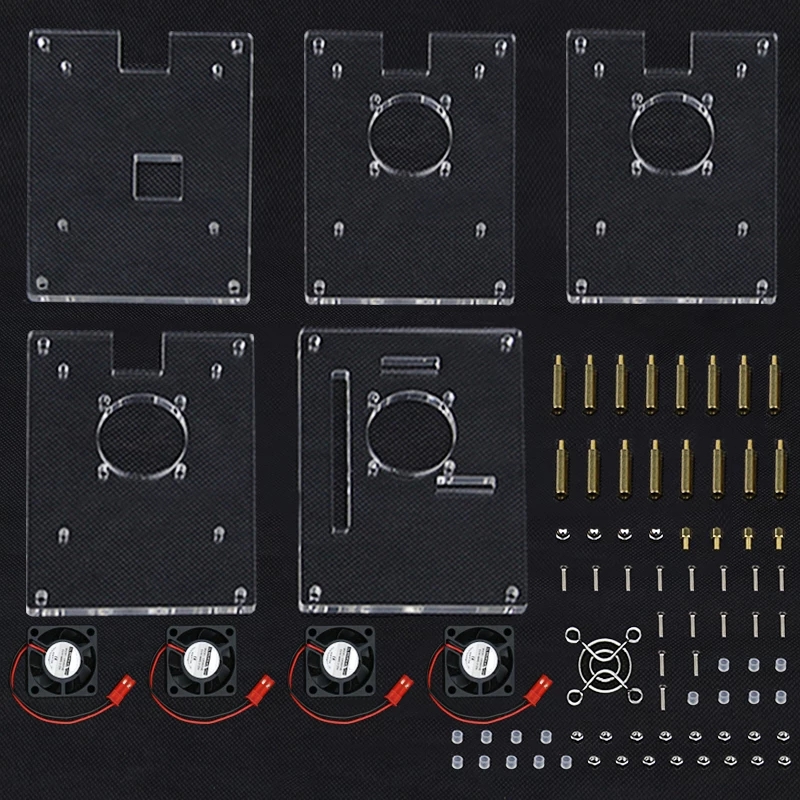 1-10-Layers-Transparent-Acrylic-Case-Box--Cooling-Fan-with-Metal-Cover-for-Raspberry-Pi-4-3-Model-B3-1933023-11
