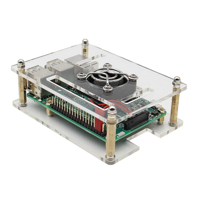 1-10-Layers-Transparent-Acrylic-Case-Box--Cooling-Fan-with-Metal-Cover-for-Raspberry-Pi-4-3-Model-B3-1933023-3
