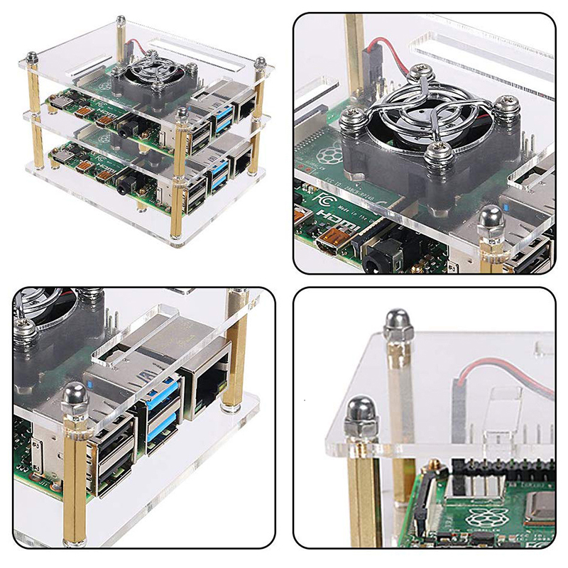 1-10-Layers-Transparent-Acrylic-Case-Box--Cooling-Fan-with-Metal-Cover-for-Raspberry-Pi-4-3-Model-B3-1933023-6