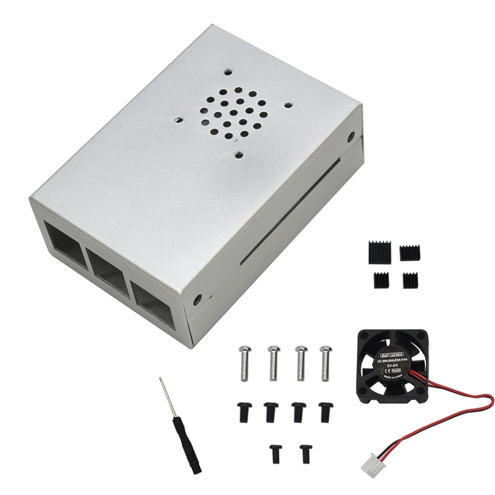 Silver-Aluminum-Alloy-Case-Protective-Shell-Metal-Enclosure--BlackSliver-Heatsink--Cooling-Fan-DIY-K-1593284-5