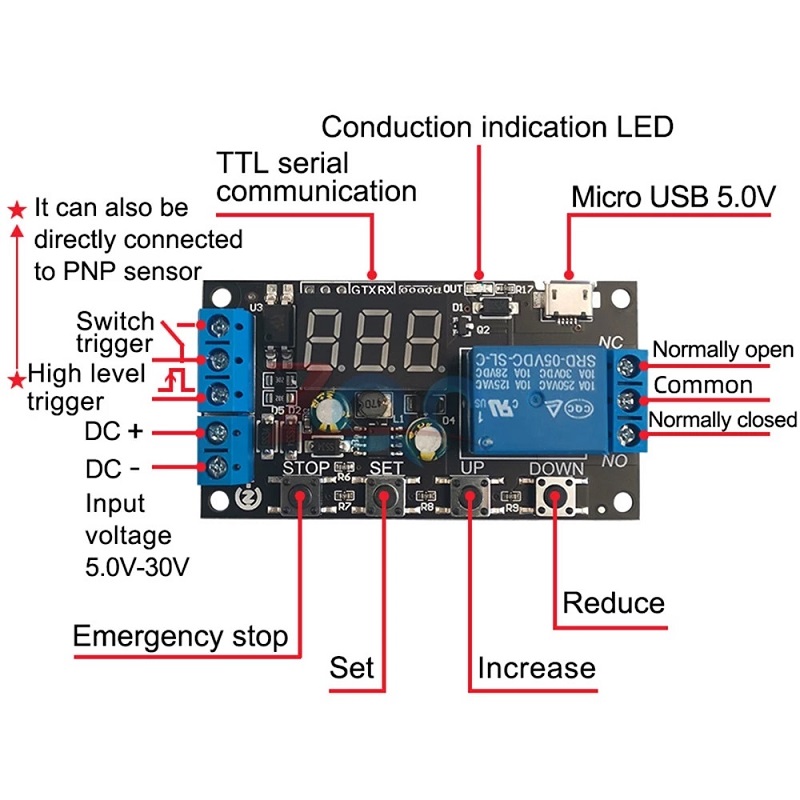 3Pcs-ZK-TD2-5V-12V-24V-Time-Delay-Relay-Module-Trigger-Cycle-Timing-Industrial-Anti-overshoot-Timer--1804444-2