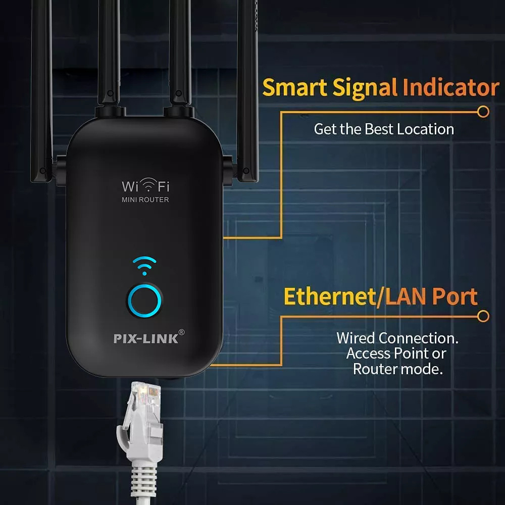 PIXLINK-1200M-Dual-Band-Wireless-Repeater-Signal-Amplifier-High-Power-AP-Routing-MU-MIMO-WiFi-Range--1900505-5