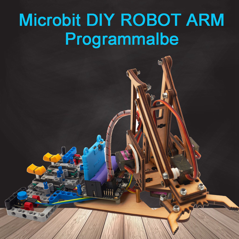 KittenBot-Microbit-DIY-4DOF-Programmable-Wood-Bluetooth-Control-RC-Robot-Arm-Educational-Kit-1561664-1