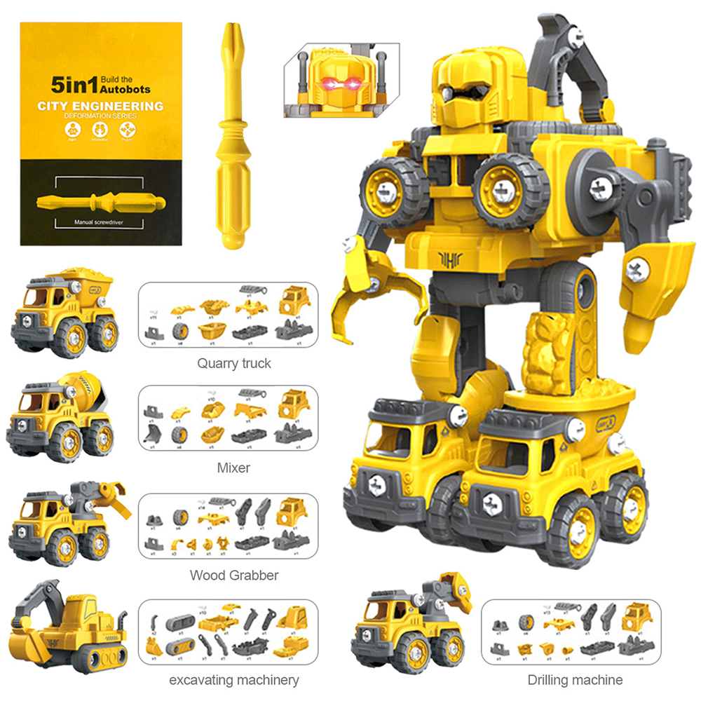 131Pcs133Pcs-5in1-DIY-Deformation-Construction-Vehicle-Smart-Remote-Control-Built-Block-RC-Robot-Toy-1919110-6