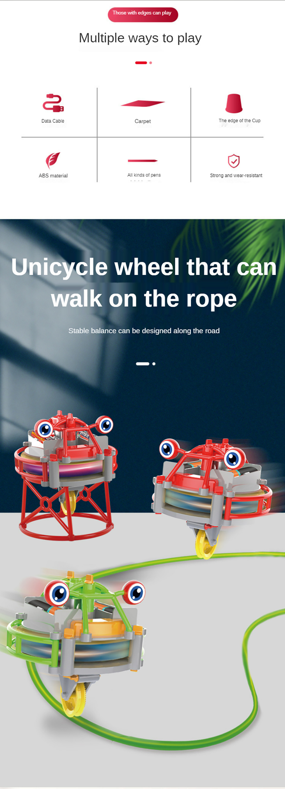 Electronic-Tumbler-Wire-Walking-Assembly-Gyro-Unicycle-Robot-Toy-Kids-Unicycle-Balance-Car-Toy-1917306-2