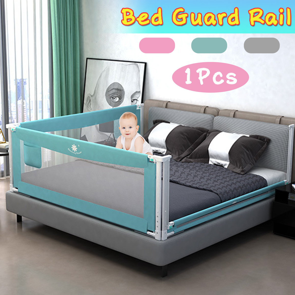 18222M-Child-Safety-Bed-Guard-Rail-Toddler-Crib-Side-Protector-Anti-falling-1970182-14