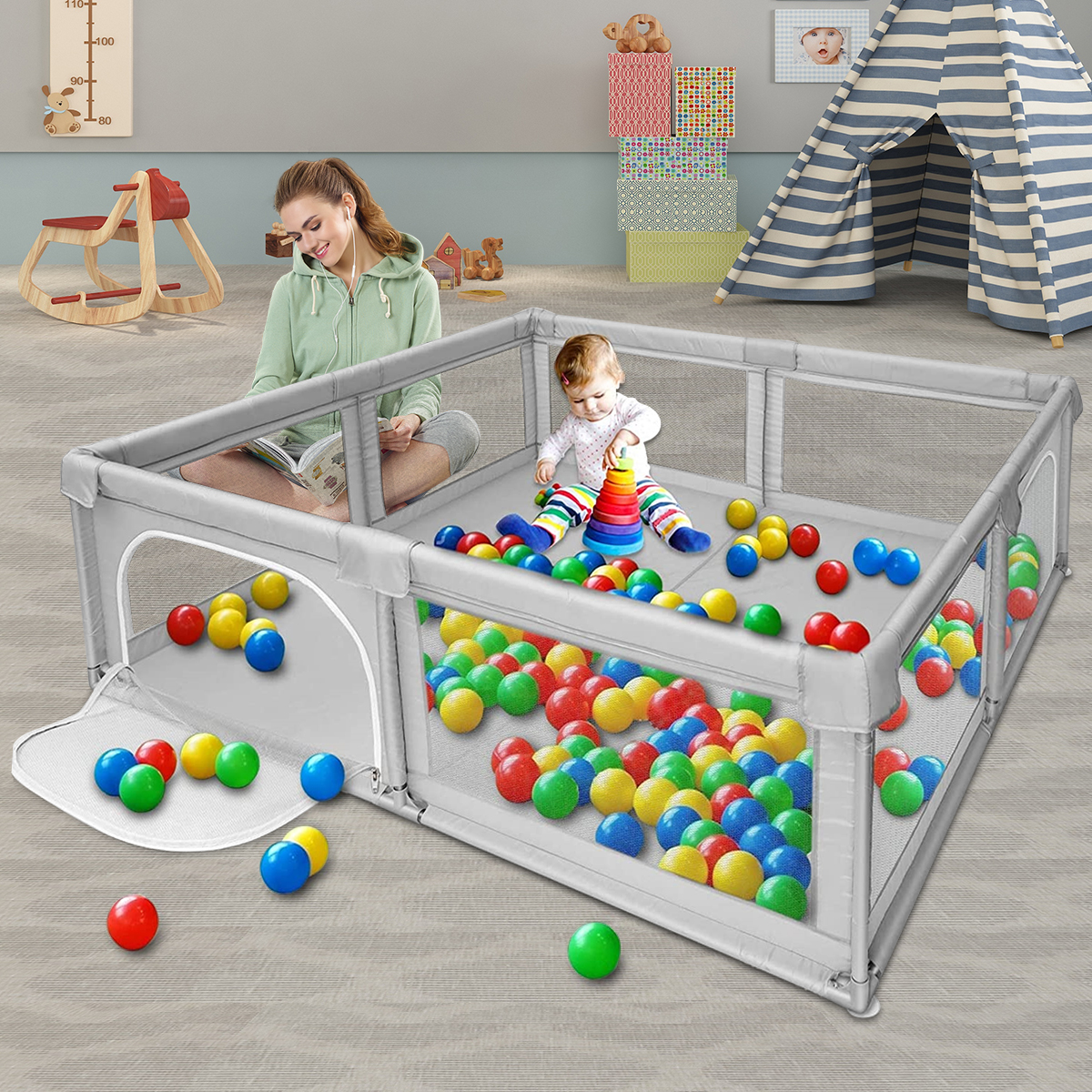 Bioby-Baby-Playpen-360deg-Wide-View-Children-Playpen-Baby-Playground-Safety-Fence-Anti-collosion-Chi-1935276-2