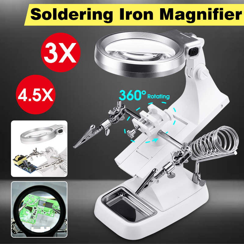 10-LED-Helping-Hand-Clamp-Magnifying-Glass-Soldering-Iron-Stand-Magnifier-Tool-1571169-2