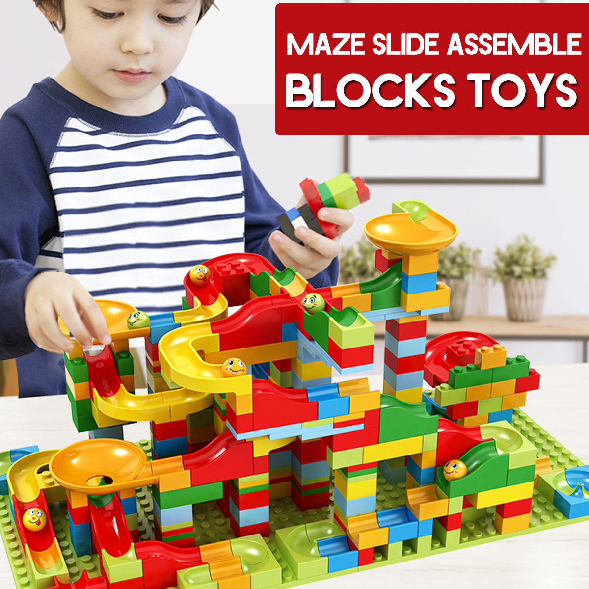 165PCS-Building-Blocks-Set-DIY-Crazy-Marble-Race-Run-Maze-Track-Construction-Toys-1626994-1