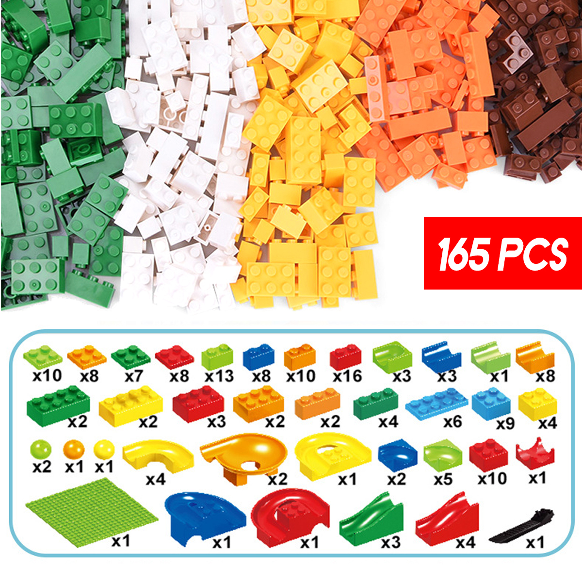 165PCS-Building-Blocks-Set-DIY-Crazy-Marble-Race-Run-Maze-Track-Construction-Toys-1626994-2