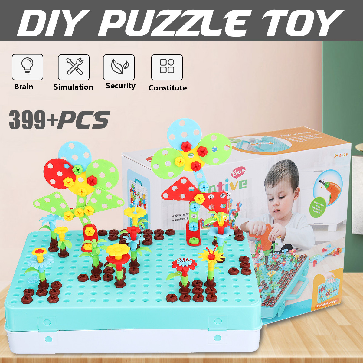 399PCS-3D-Creative-Electric-Drill-Toys-Set-Drilling-Screw-Puzzle-Toy-Kid-Gift-1785616-1