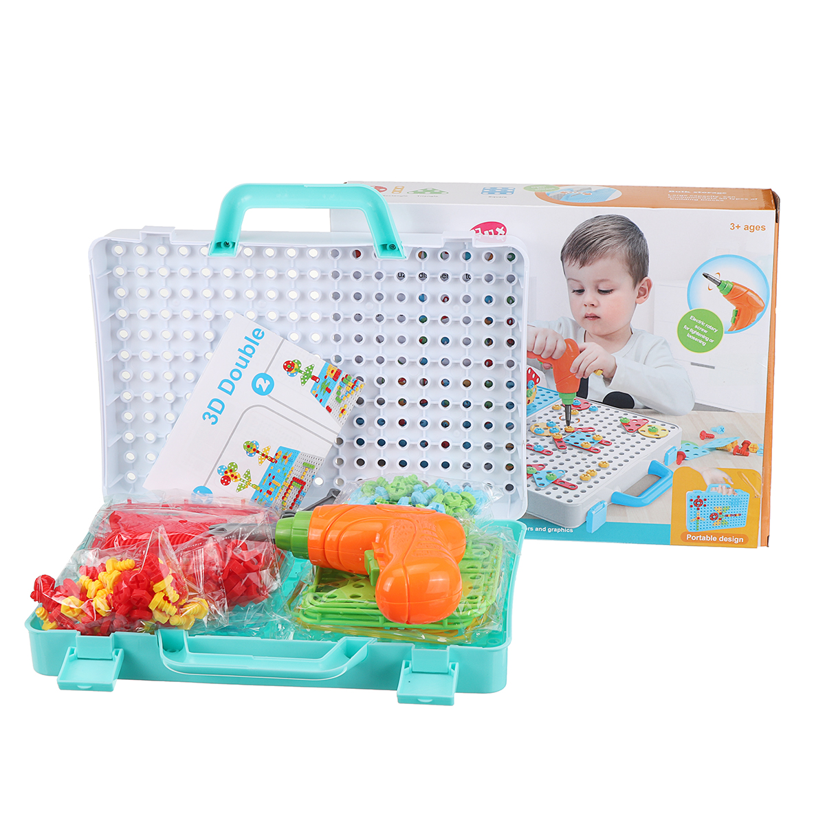 399PCS-3D-Creative-Electric-Drill-Toys-Set-Drilling-Screw-Puzzle-Toy-Kid-Gift-1785616-10