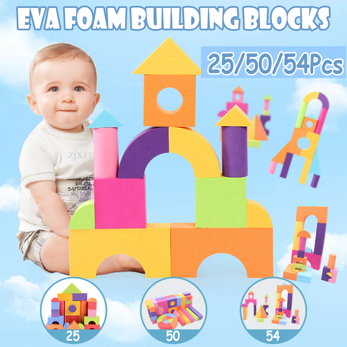50Pcs-Soft-Lightweight-EVA-Foam-Assembled-Bricks-DIY-Model-Creative-Building-Blocks-Kids-Educational-1530924-2