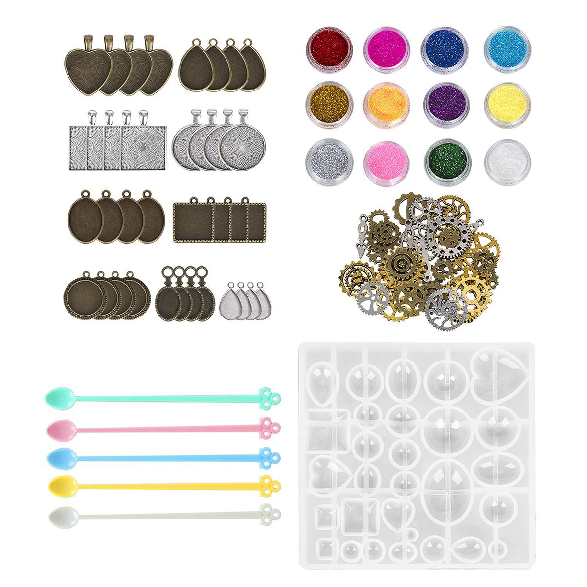 55PcsSet-Silicone-Casting-Molds-and-Tools-Jewelry-Pendant-Resin-Mould-DIY-1614217-5