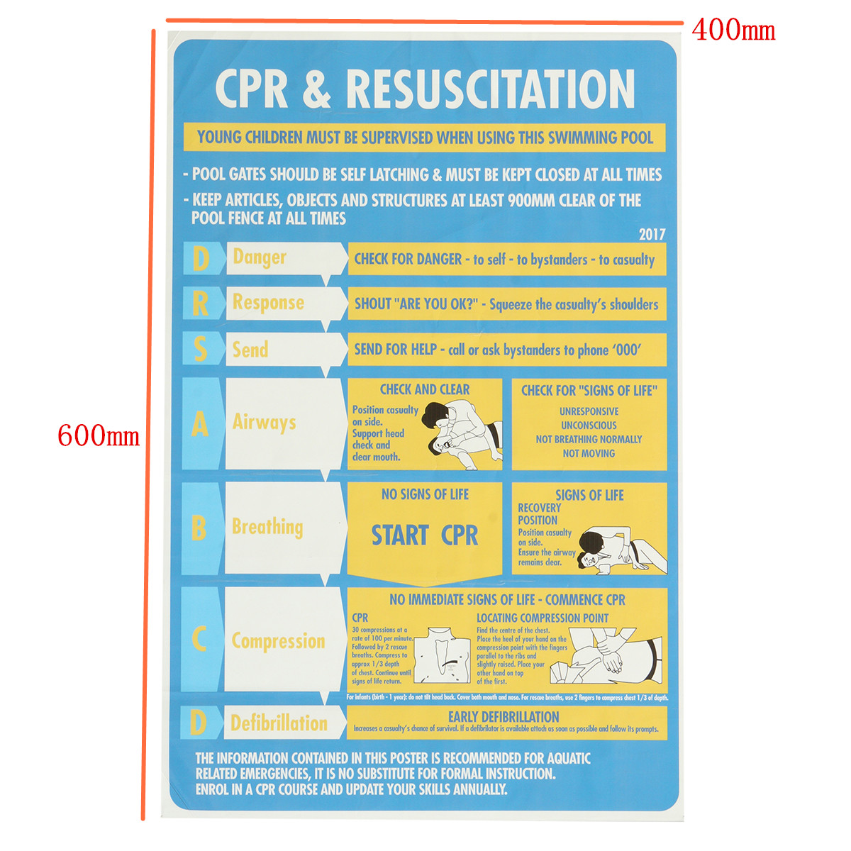 600x400mm-Plastic-CPR--Resuscitation-Chart-DRSABC-Pool-Spa-Safety-Sign-Wall-Sticker-1405988-2