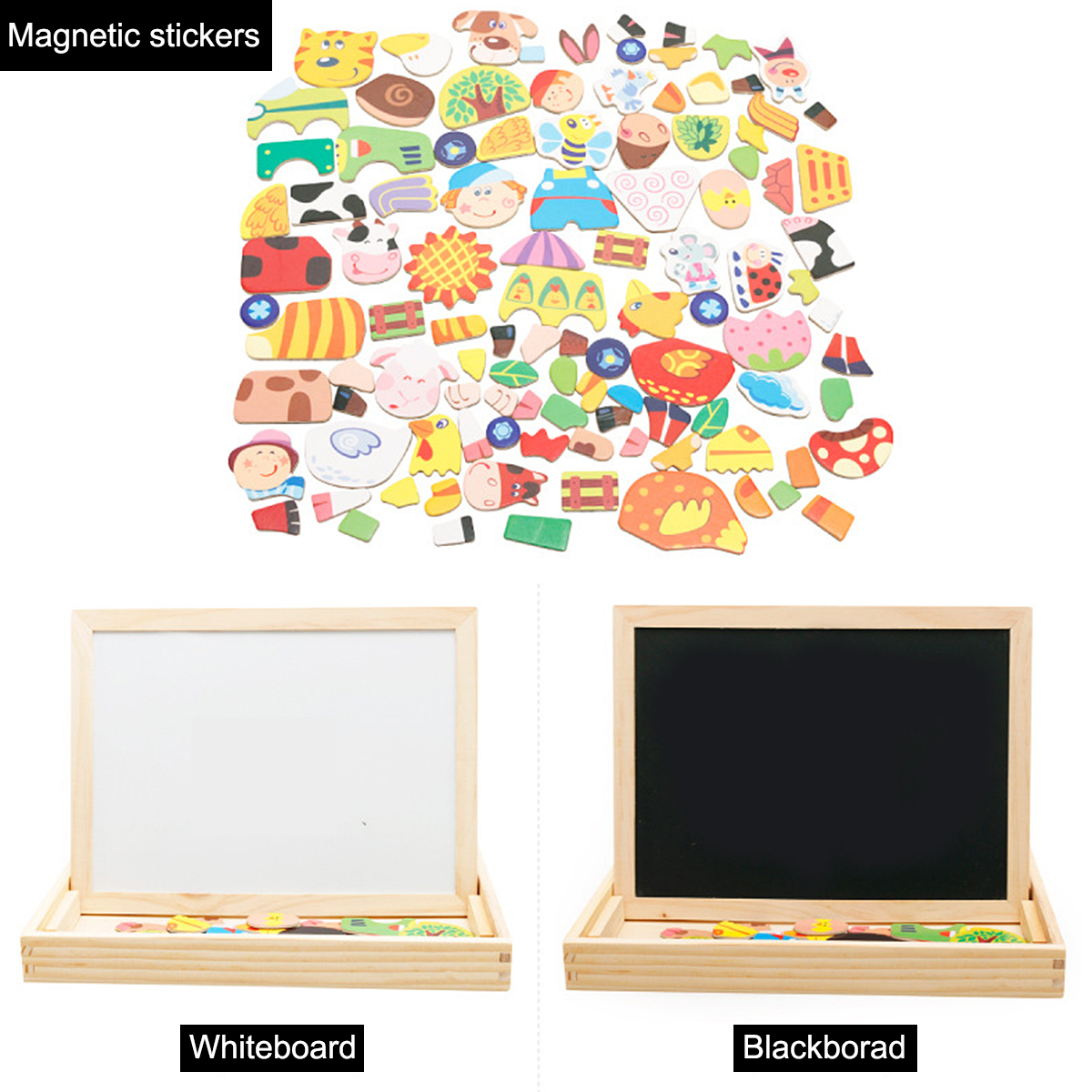 Happy-FarmForest-Paradise-Early-Educational-Learning-Wooden-Magnetic-Drawing-Board-DIY-Toys-1709156-3
