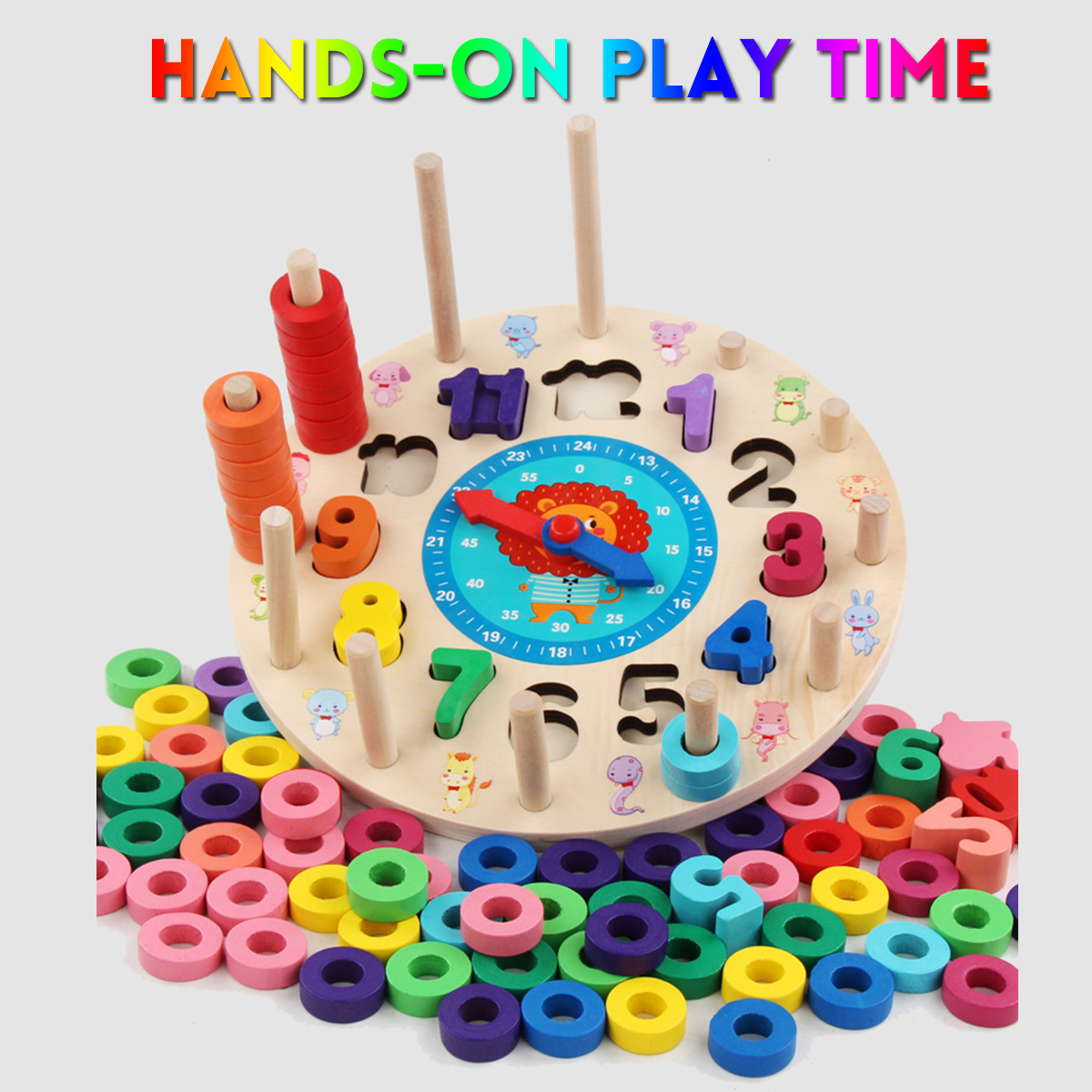 Wooden-Baby-Kids-Rainbow-Circle-Number-Alarm-Clock-Educational-Teaching-Toys-1624807-2