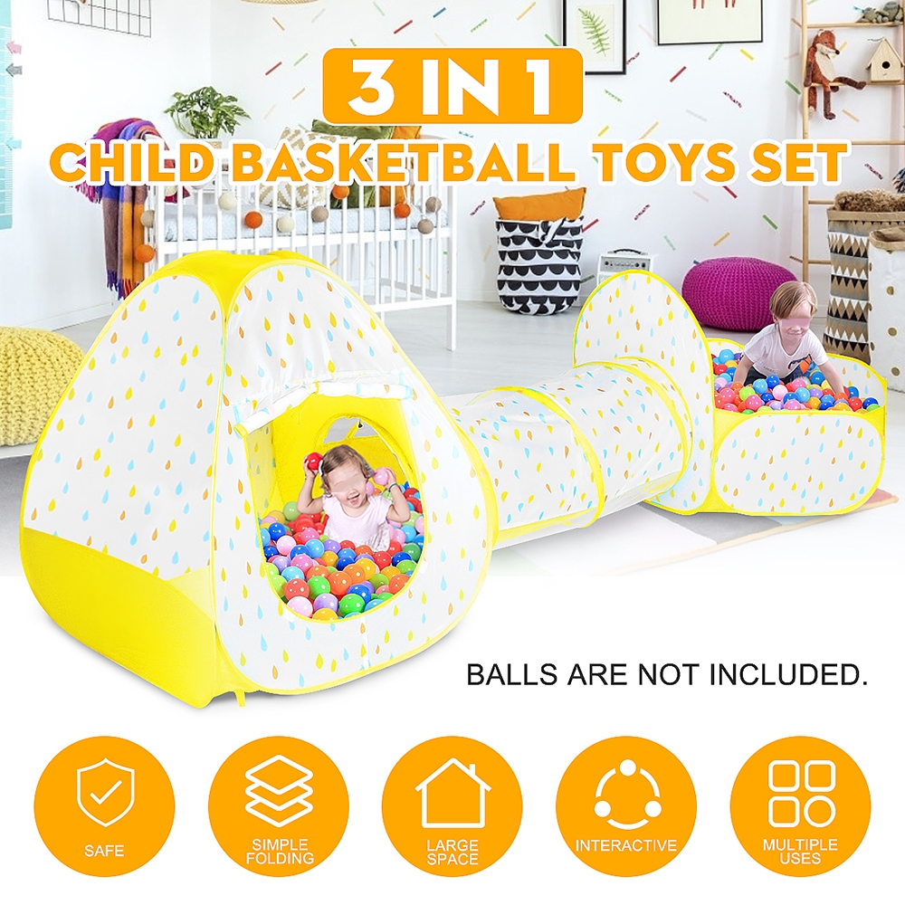 3-In-1-YellowBlue-Play-Ball-Pool-Crawling-Tunnel-Folding-Tent-for-Childrens-Games-1754661-2