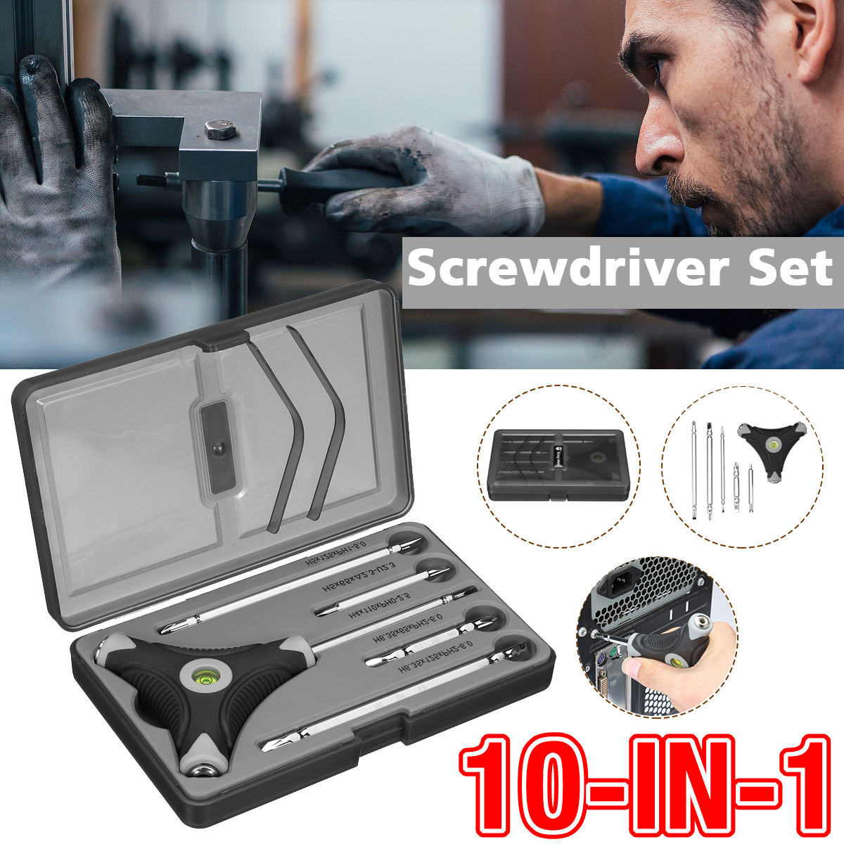 10-In-1-Household-Precision-Screwdriver-Set-With-Spirit-Level-Strength-Saving-Structure-Screw-Driver-1681086-3