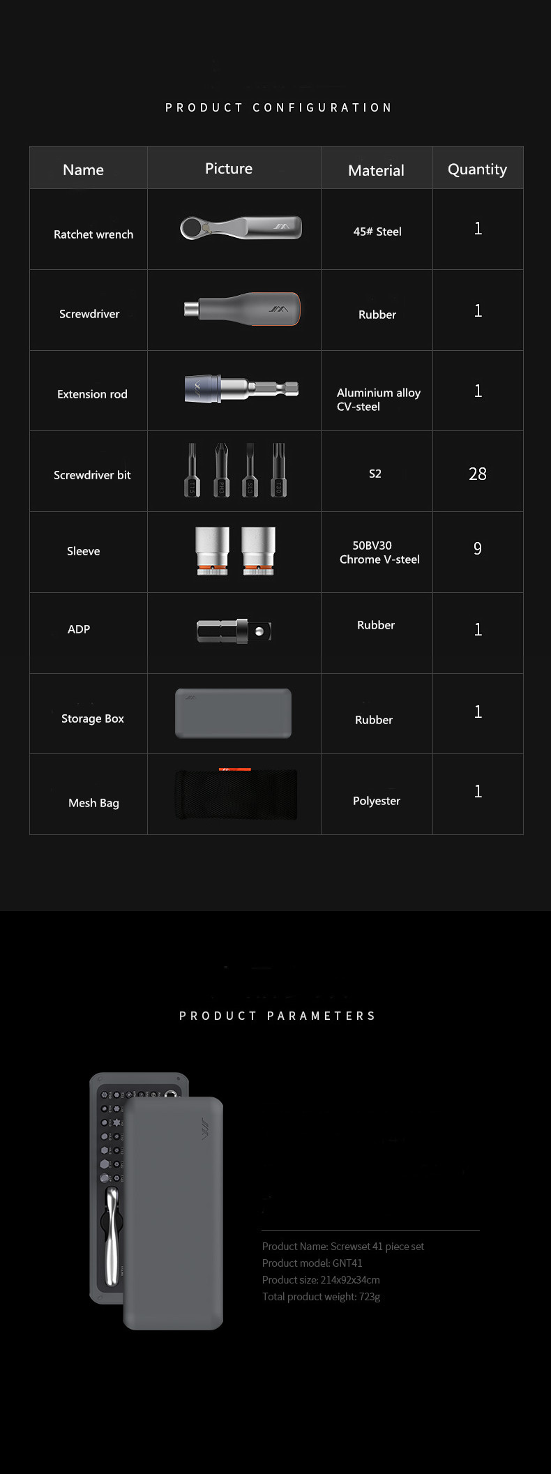 JIMIreg-41-IN-1-Screwdriver-S2-Magnetic-Bits-Ratchet-Wrench-Screwdrivers-Kit-DIY-Household-Repair-To-1501698-9