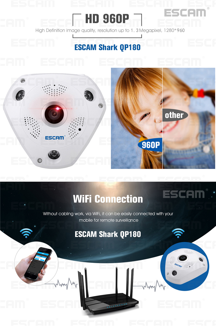 ESCAM-Fisheye-Camera-Support-VR-QP180-Shark-960P-IP-WiFi-Camera-13MP-360-Degree-Panoramic-Infrared-N-1083170-3